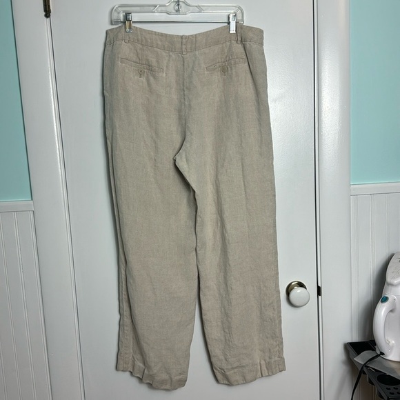 Talbots 100% Linen Tan Straight Leg Pants Trousers Size 12 - Picture 3 of 11